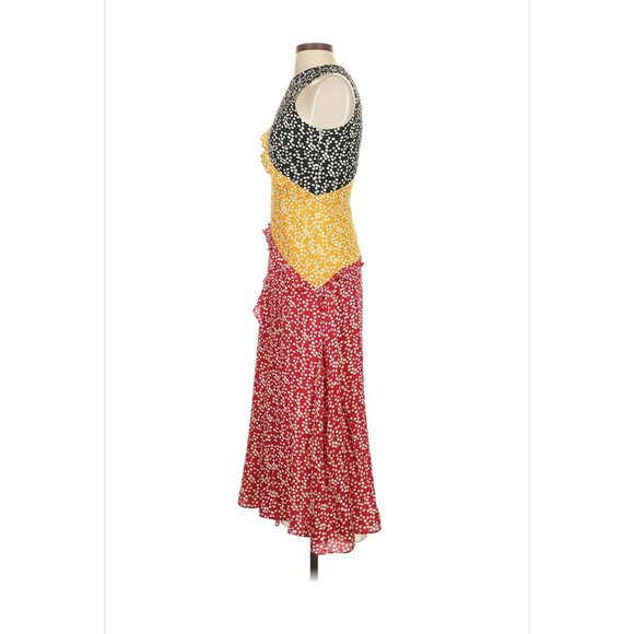 Saloni Agnes Knot Print Silk Crepe De Chine Dress Size 2 Multicolor Combo - Picture 7 of 8